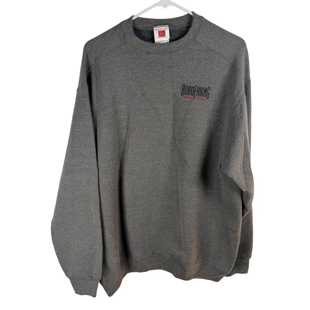 Vtg Members Mark Roadfaring Gray Sweatshirt XL Premium Weight Crewneck Pullover